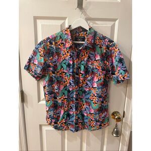 Amongst Others Hawaiian Flowers Short Sleeve Button Down Shirt sz L